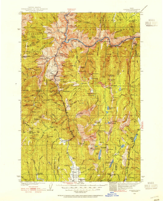 Historic 1938 Riggins Idaho 30'x30' Topo Map Image