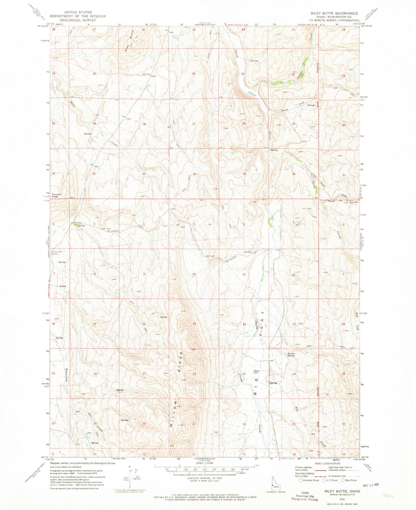 Classic USGS Riley Butte Idaho 7.5'x7.5' Topo Map Image