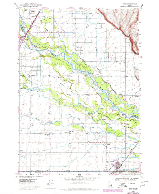 Classic USGS Ririe Idaho 7.5'x7.5' Topo Map Image
