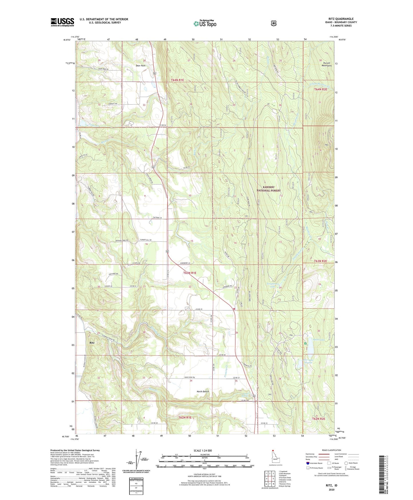 Ritz Idaho US Topo Map Image