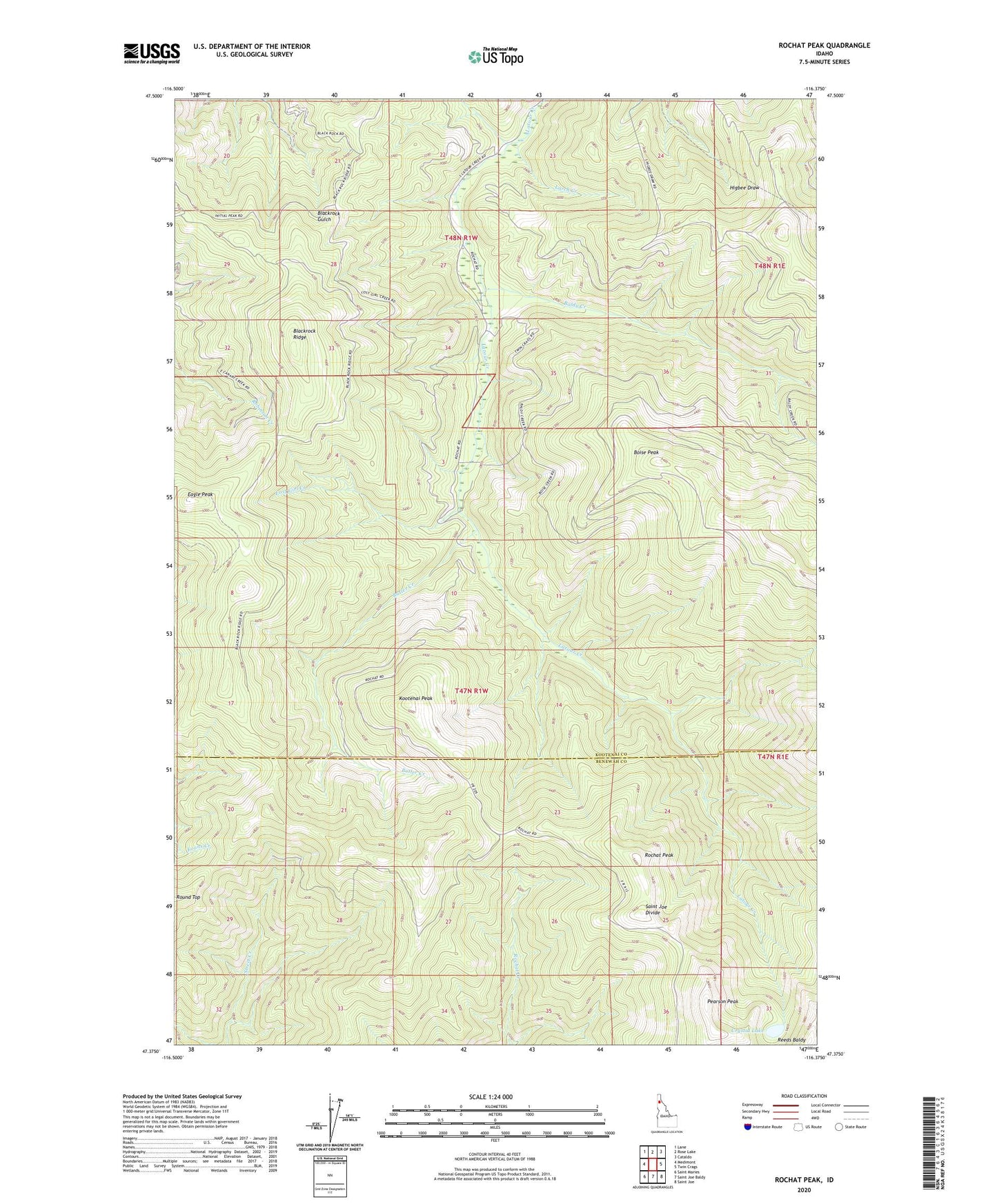 Rochat Peak Idaho US Topo Map Image