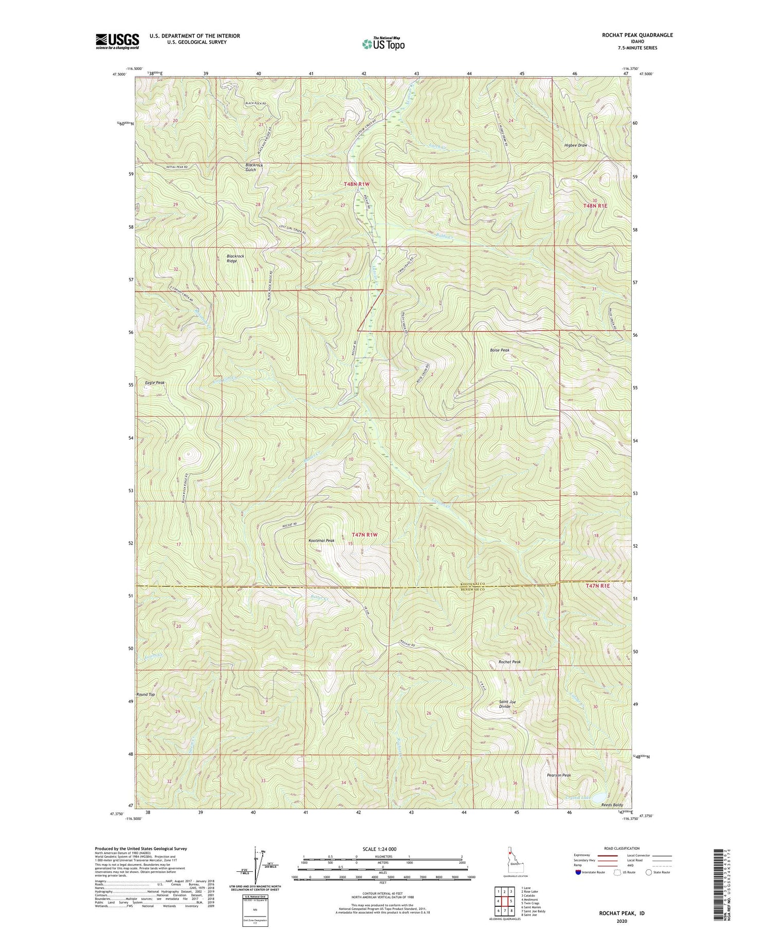 Rochat Peak Idaho US Topo Map Image