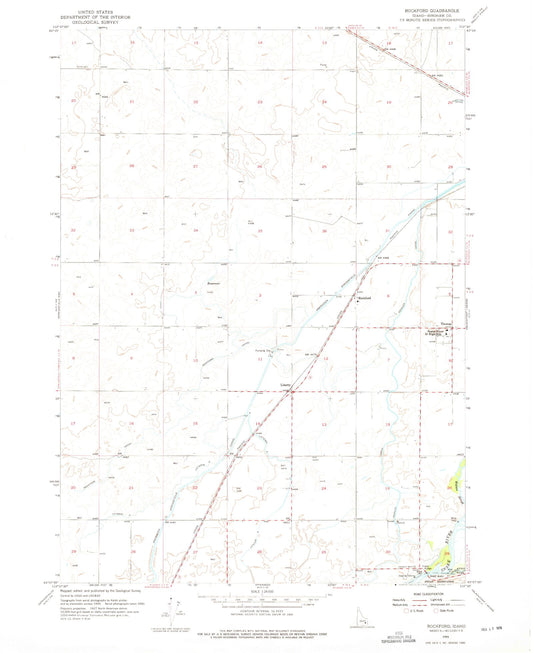 Classic USGS Rockford Idaho 7.5'x7.5' Topo Map Image