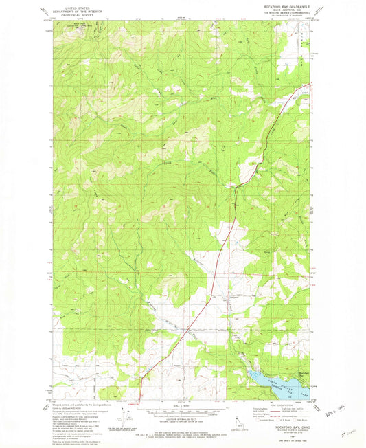 Classic USGS Rockford Bay Idaho 7.5'x7.5' Topo Map Image