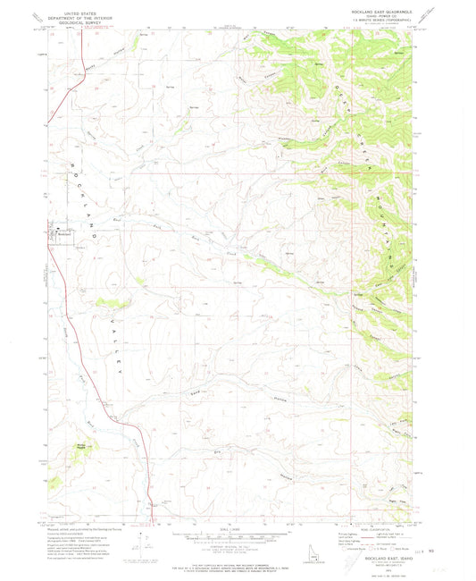 Classic USGS Rockland East Idaho 7.5'x7.5' Topo Map Image