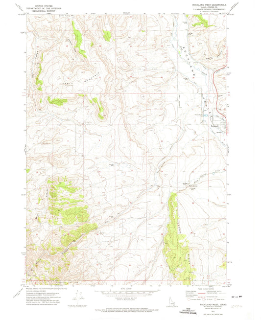 Classic USGS Rockland West Idaho 7.5'x7.5' Topo Map Image