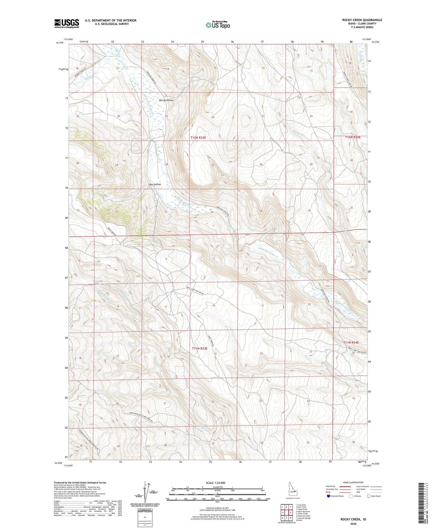 Rocky Creek Idaho US Topo Map Image