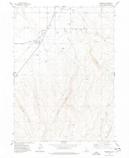 Classic USGS Rogerson Idaho 7.5'x7.5' Topo Map Image