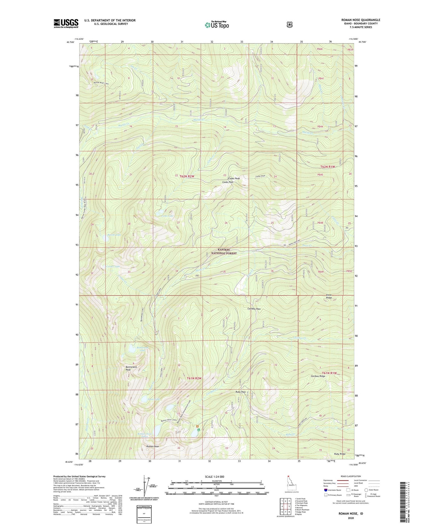 Roman Nose Idaho US Topo Map Image