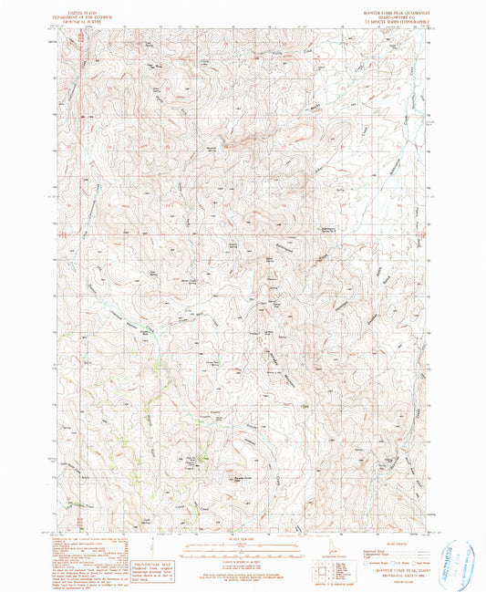 Classic USGS Rooster Comb Peak Idaho 7.5'x7.5' Topo Map Image