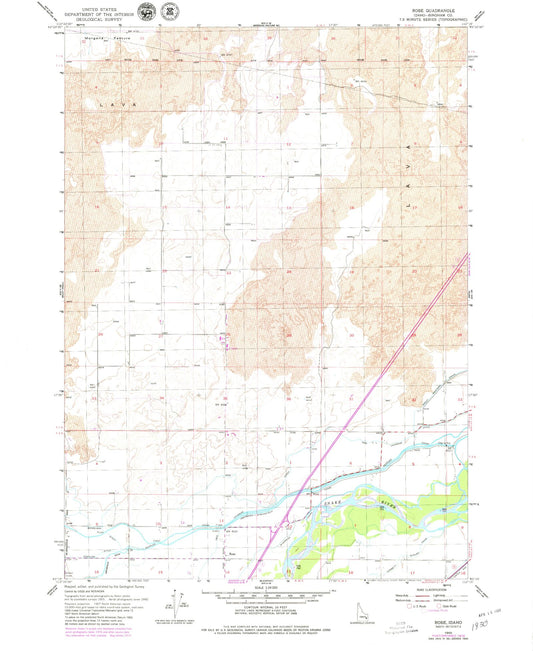 Classic USGS Rose Idaho 7.5'x7.5' Topo Map Image