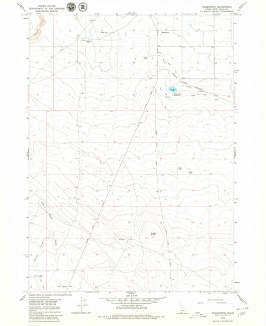 Classic USGS Roseworth Idaho 7.5'x7.5' Topo Map Image