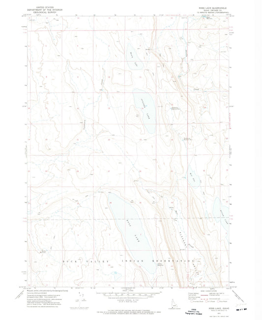 Classic USGS Ross Lake Idaho 7.5'x7.5' Topo Map Image