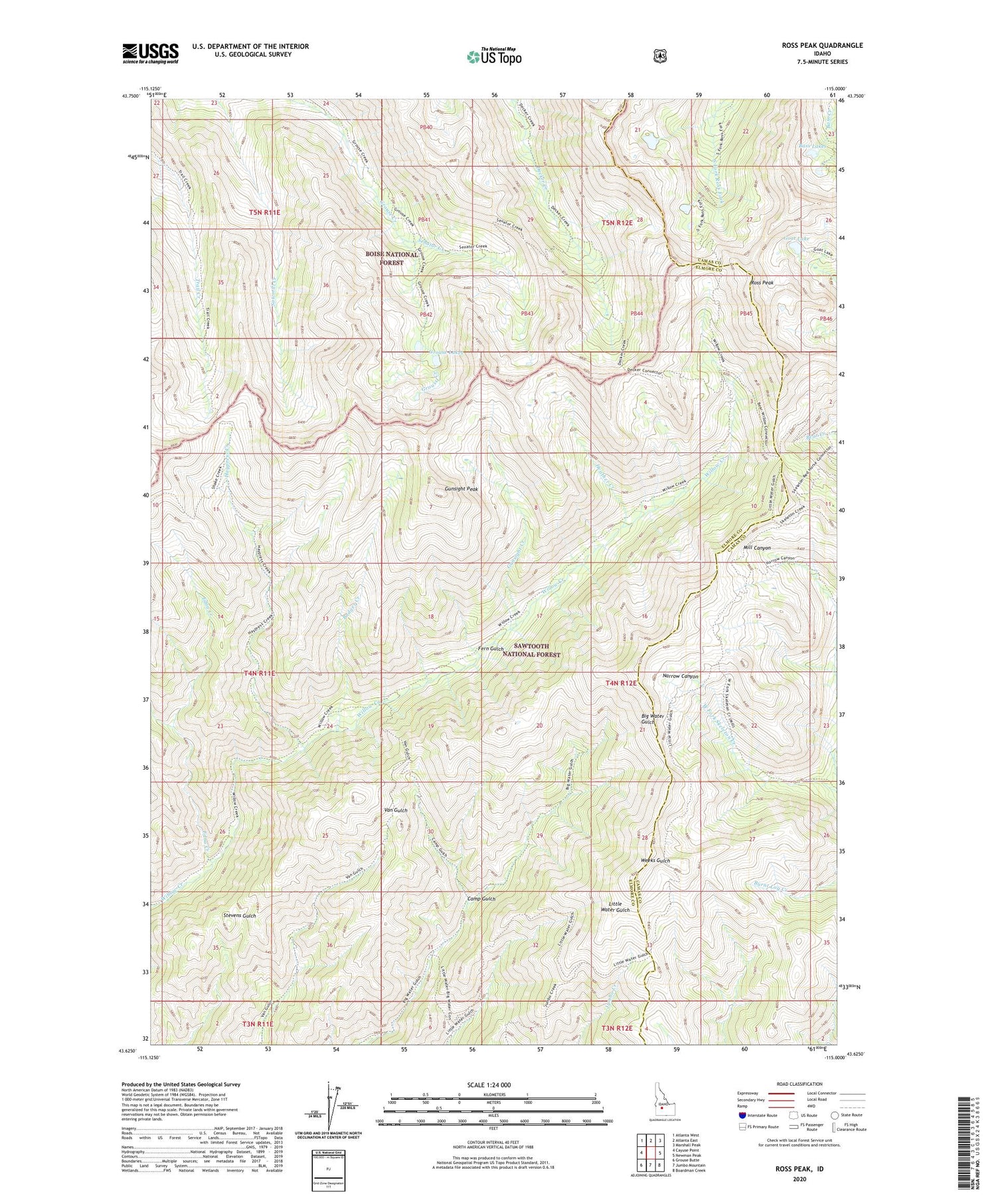 Ross Peak Idaho US Topo Map Image