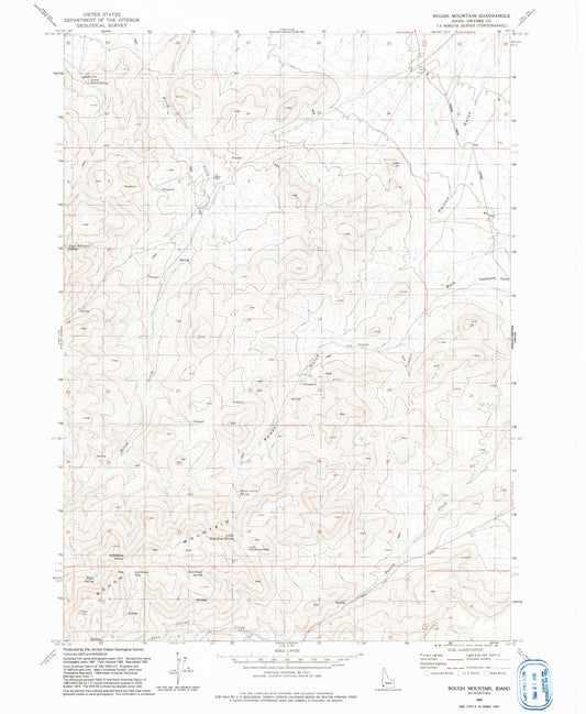 Classic USGS Rough Mountain Idaho 7.5'x7.5' Topo Map Image