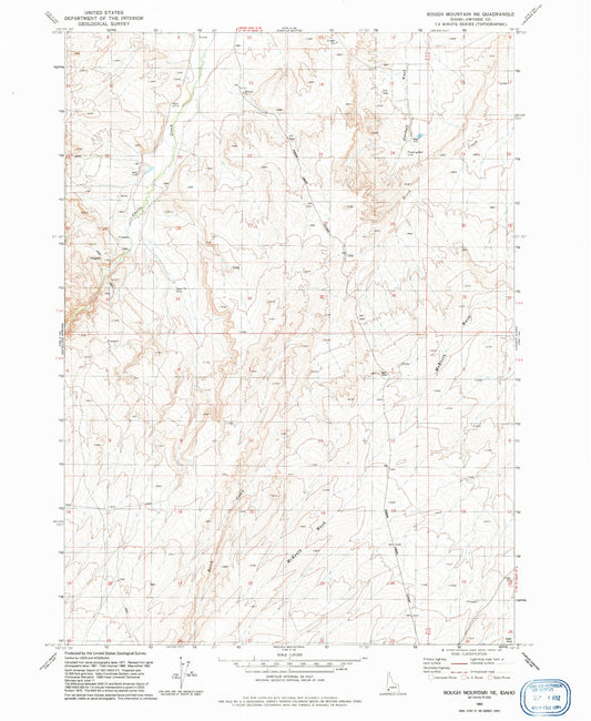 Classic USGS Rough Mountain NE Idaho 7.5'x7.5' Topo Map Image