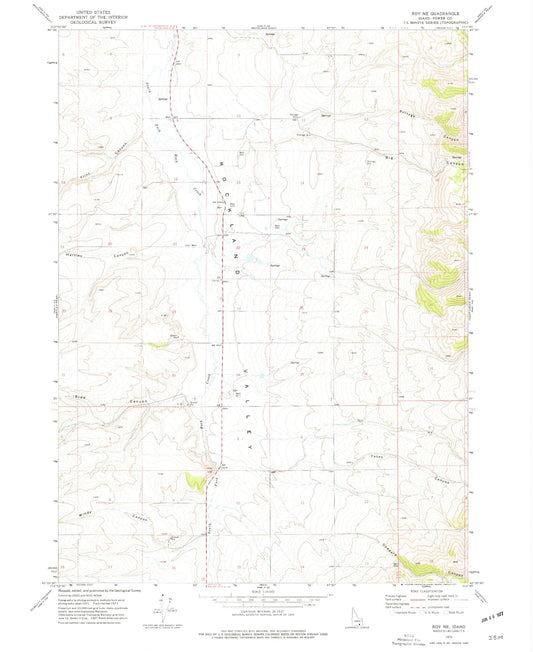 Classic USGS Roy NE Idaho 7.5'x7.5' Topo Map Image