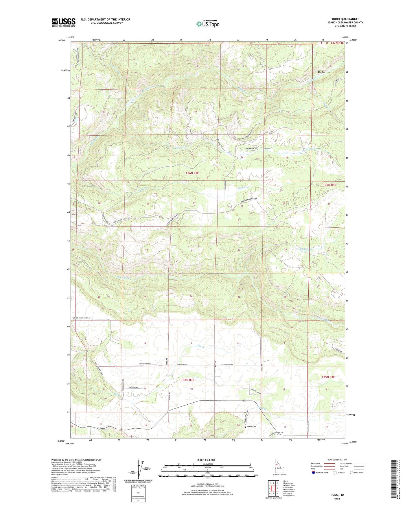 Rudo Idaho US Topo Map Image