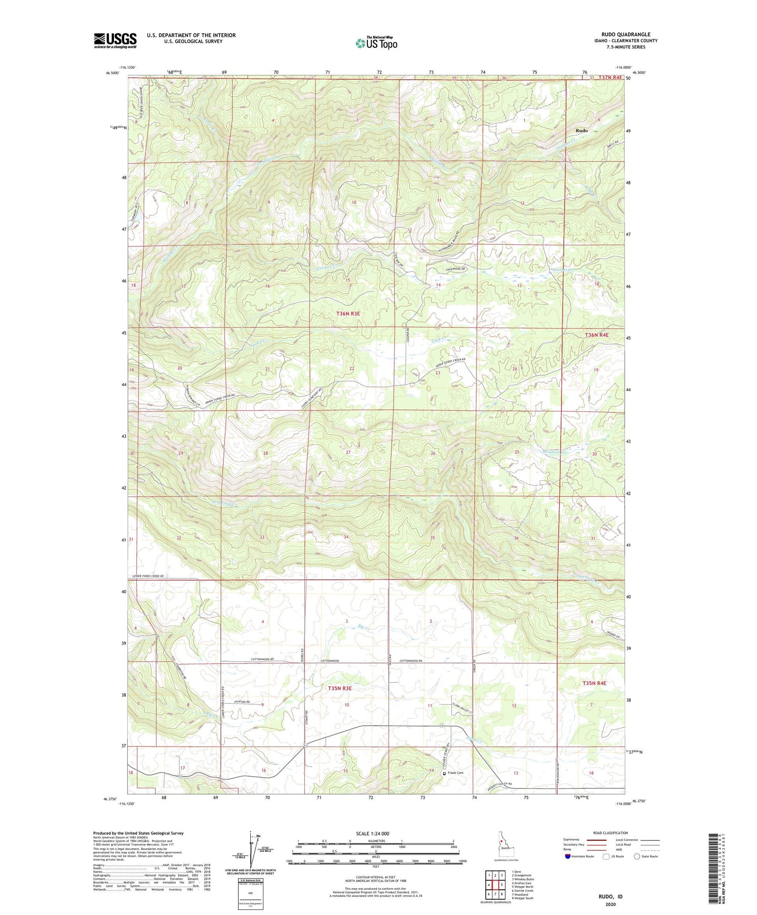 Rudo Idaho US Topo Map Image