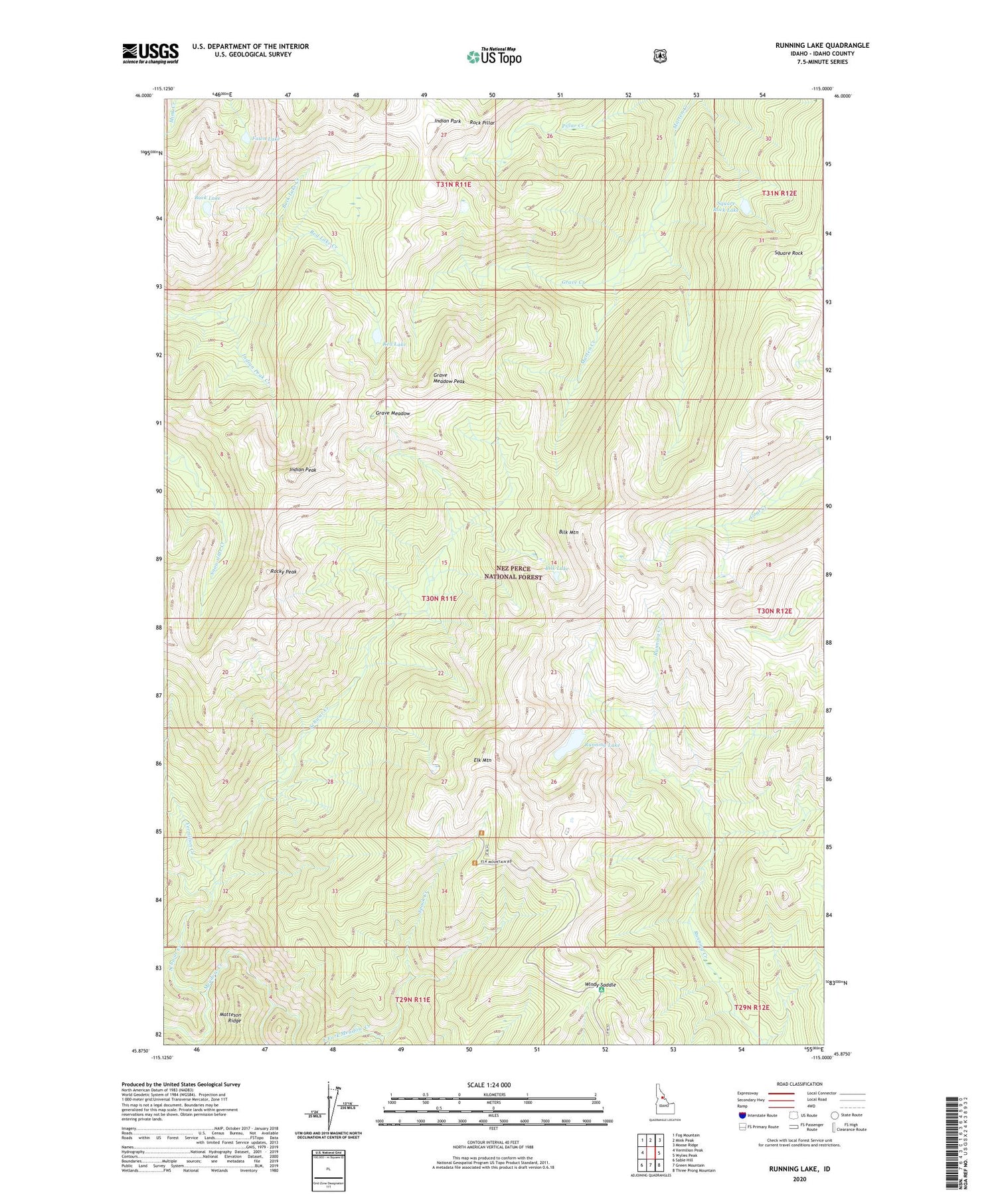 Running Lake Idaho US Topo Map Image