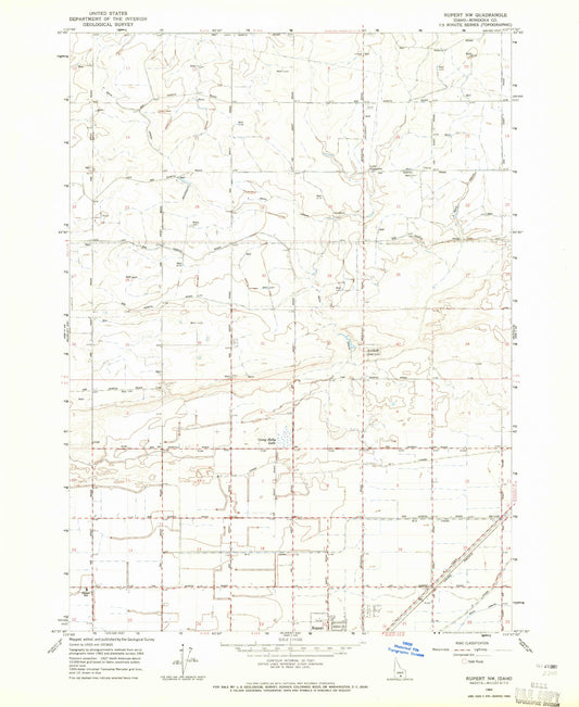 Classic USGS Rupert NW Idaho 7.5'x7.5' Topo Map Image