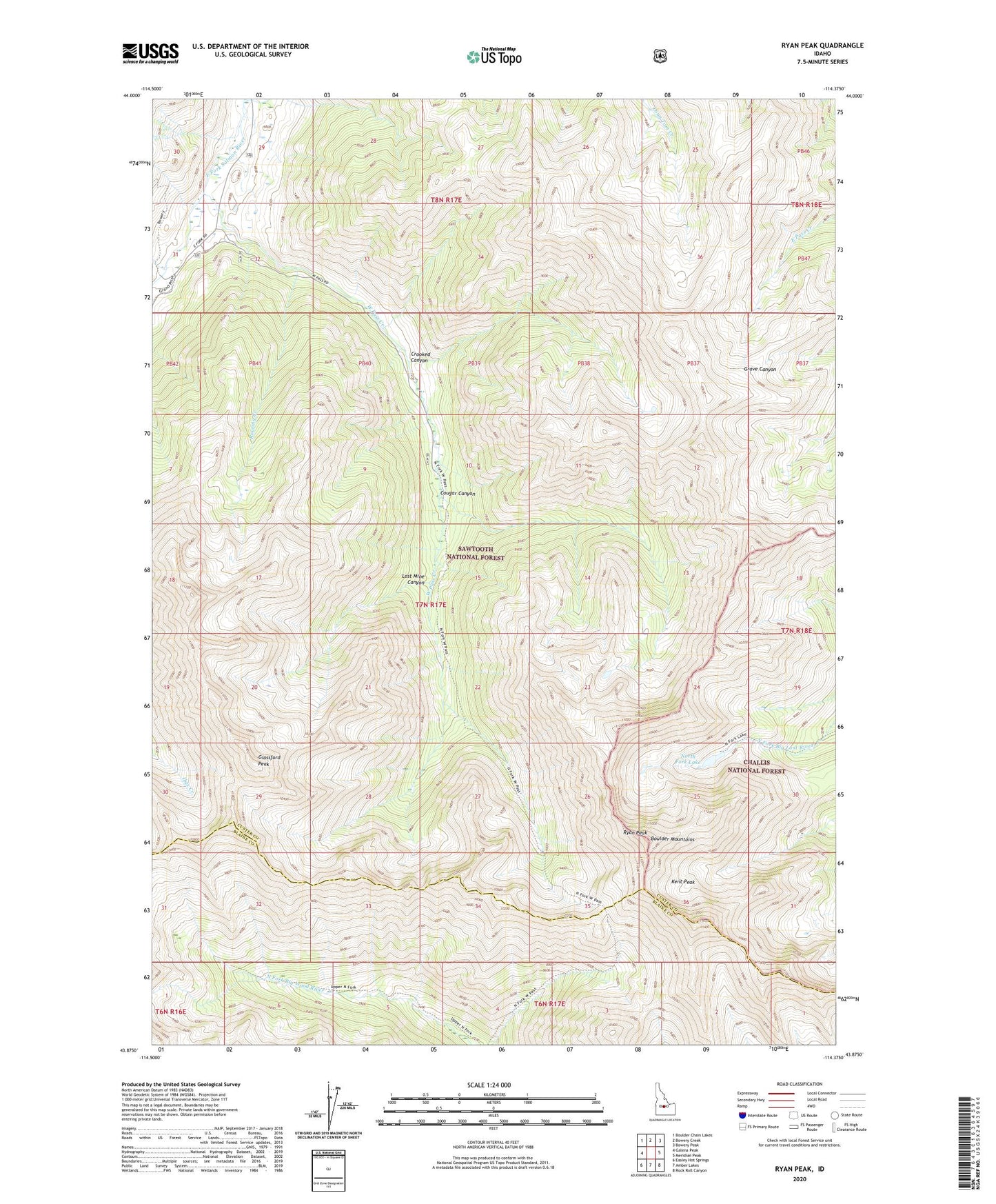 Ryan Peak Idaho US Topo Map Image