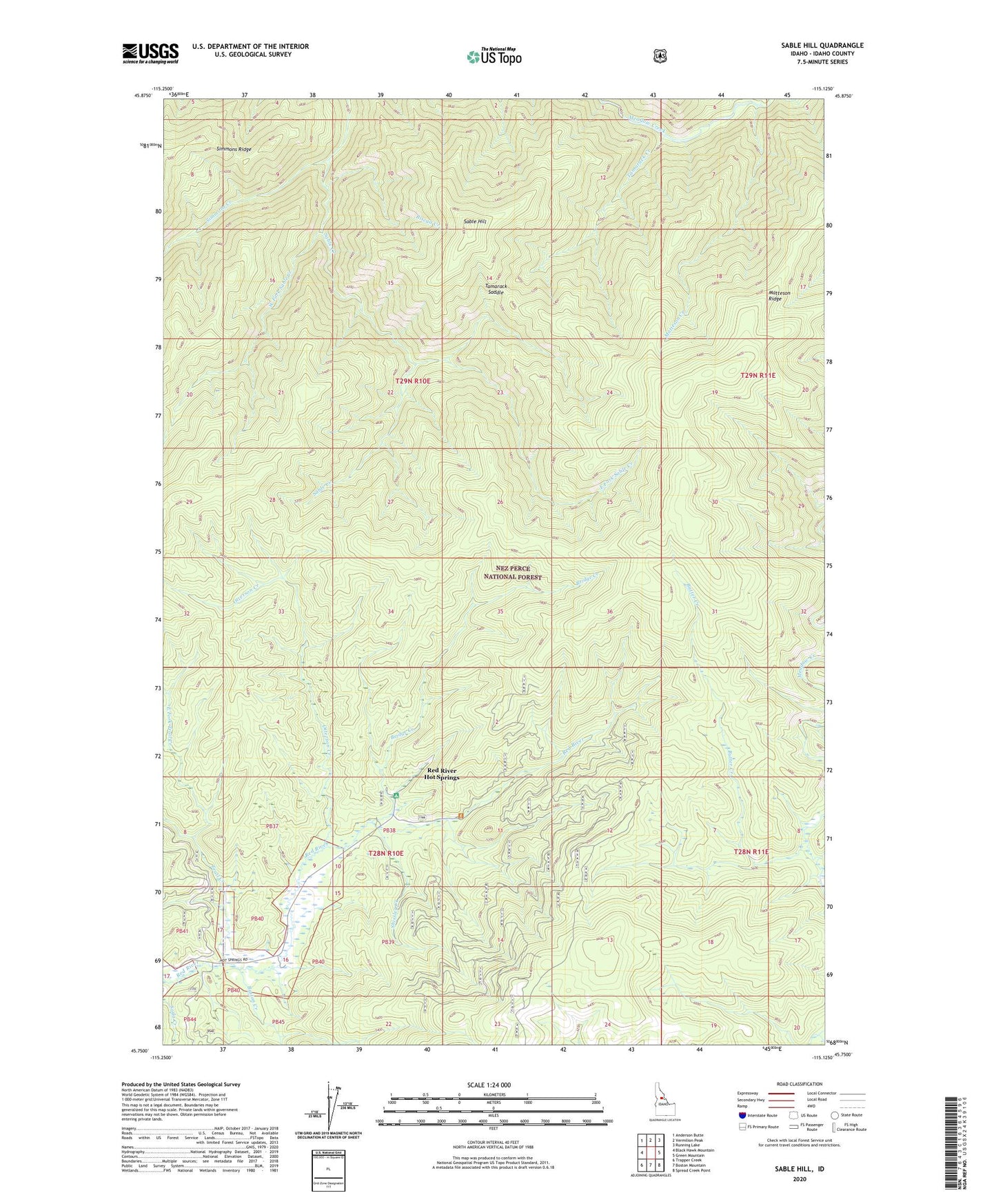 Sable Hill Idaho US Topo Map Image