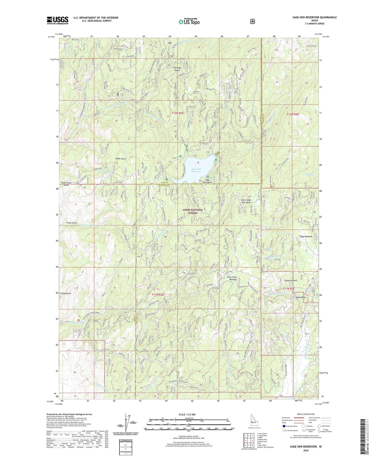 Sage Hen Reservoir Idaho US Topo Map Image