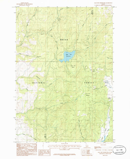 Classic USGS Sage Hen Reservoir Idaho 7.5'x7.5' Topo Map Image