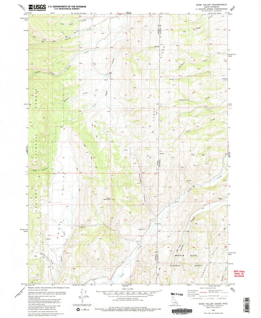 Classic USGS Sage Valley Idaho 7.5'x7.5' Topo Map Image