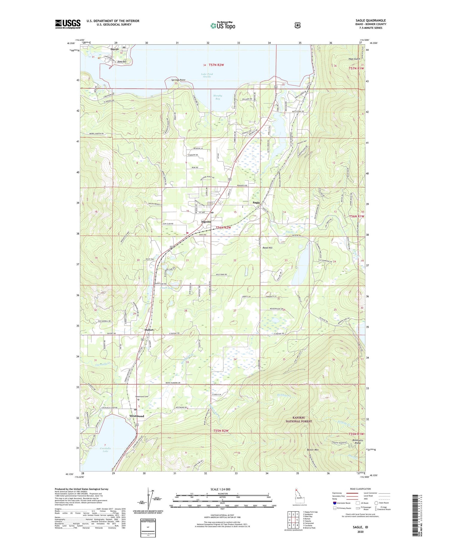 Sagle Idaho US Topo Map Image