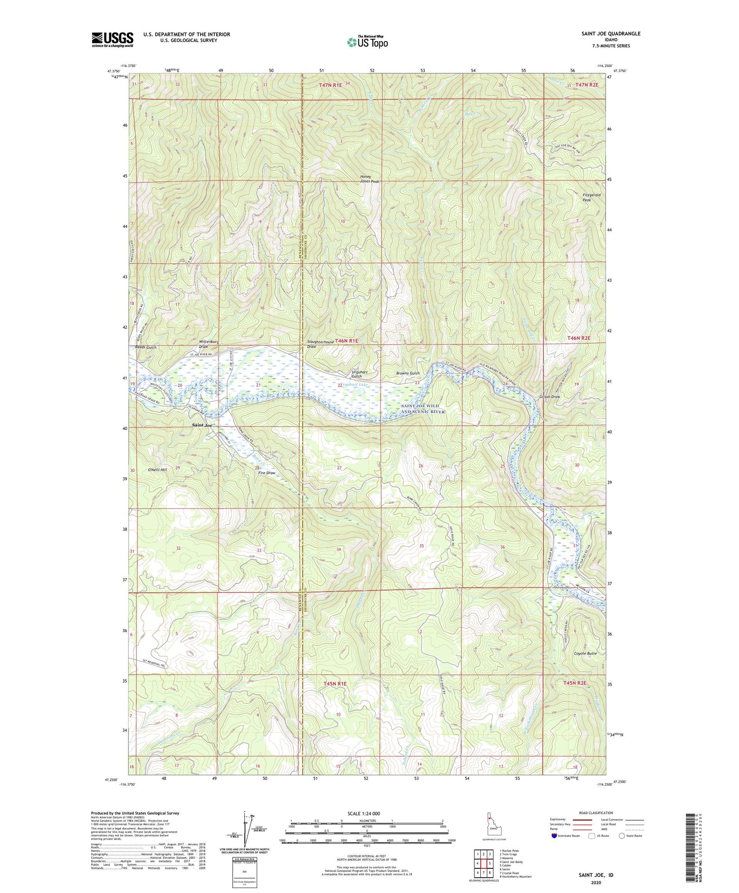 Saint Joe Idaho US Topo Map Image