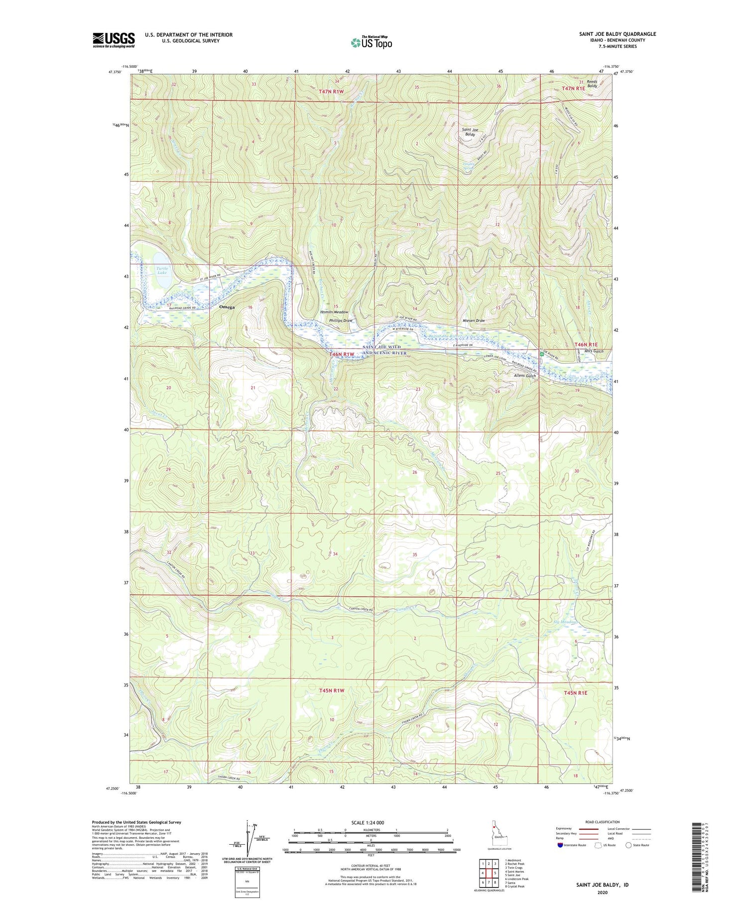 Saint Joe Baldy Idaho US Topo Map Image