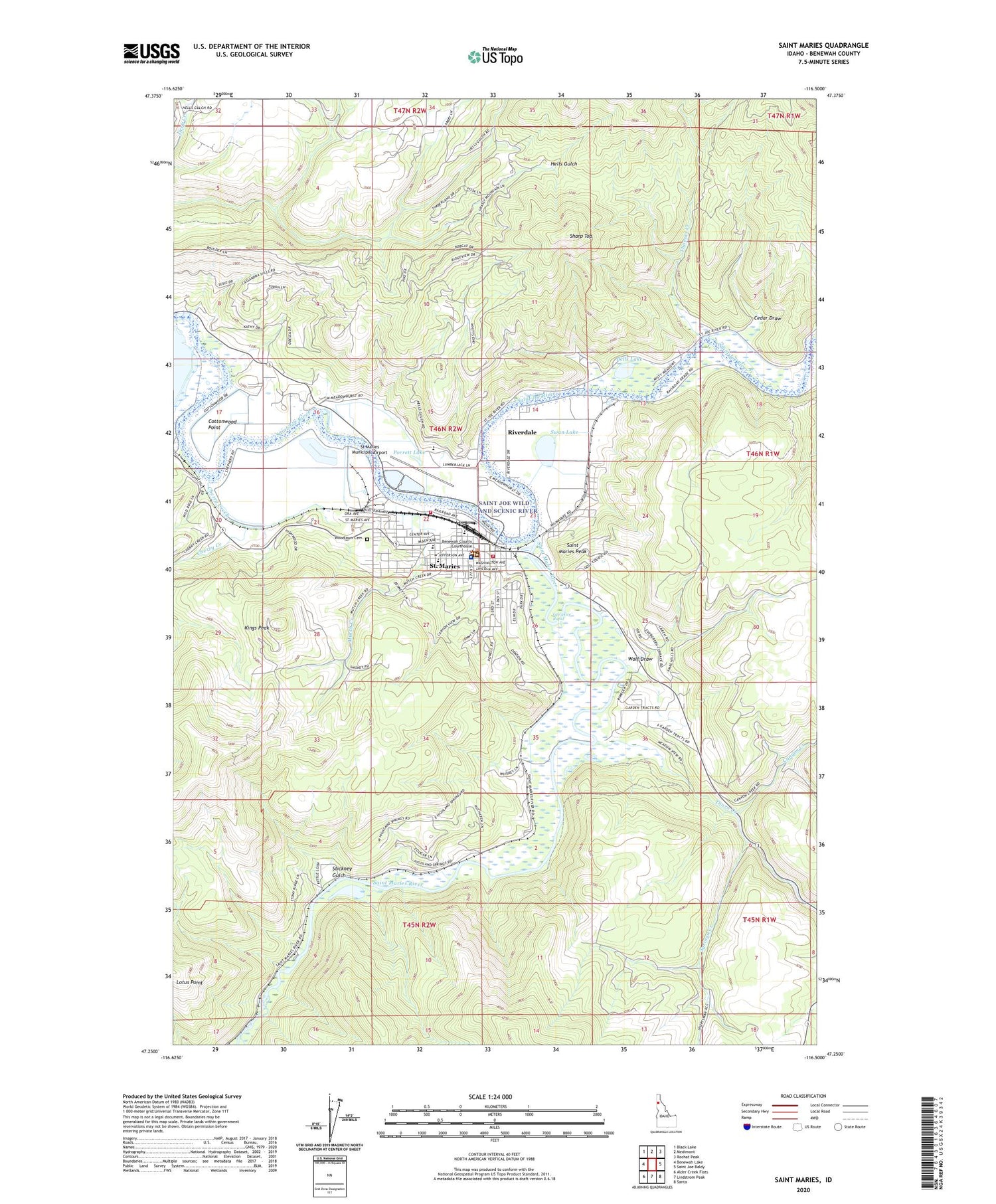 Saint Maries Idaho US Topo Map Image
