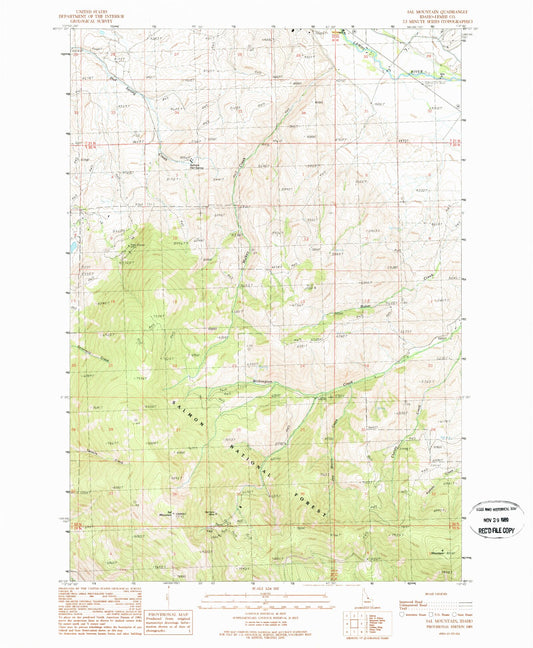 Classic USGS Sal Mountain Idaho 7.5'x7.5' Topo Map Image