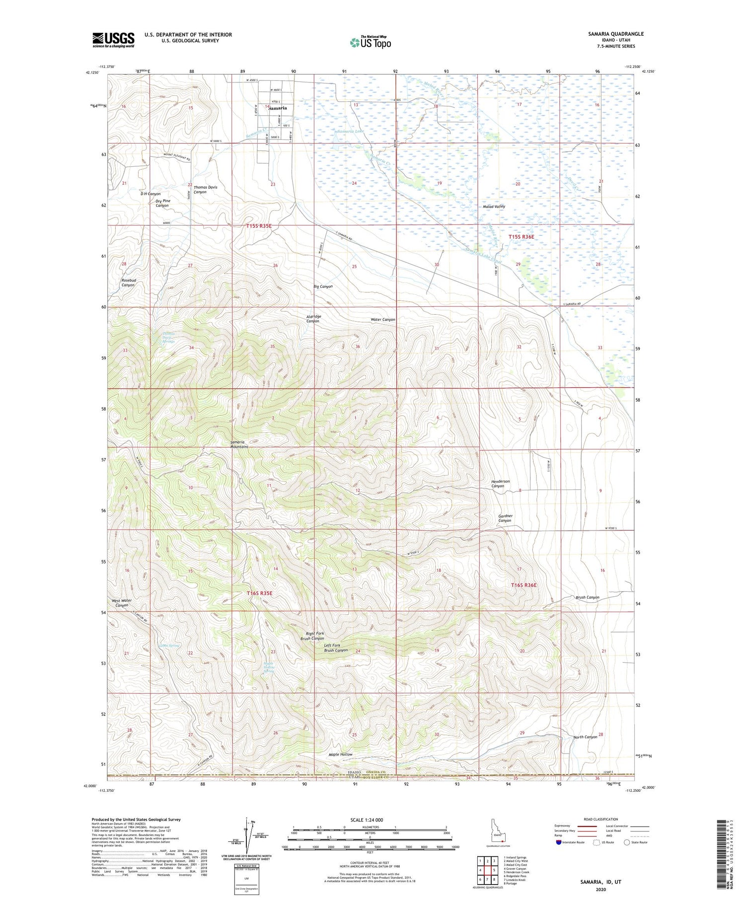 Samaria Idaho US Topo Map Image