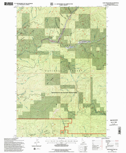 Classic USGS Sand Mountain Idaho 7.5'x7.5' Topo Map Image