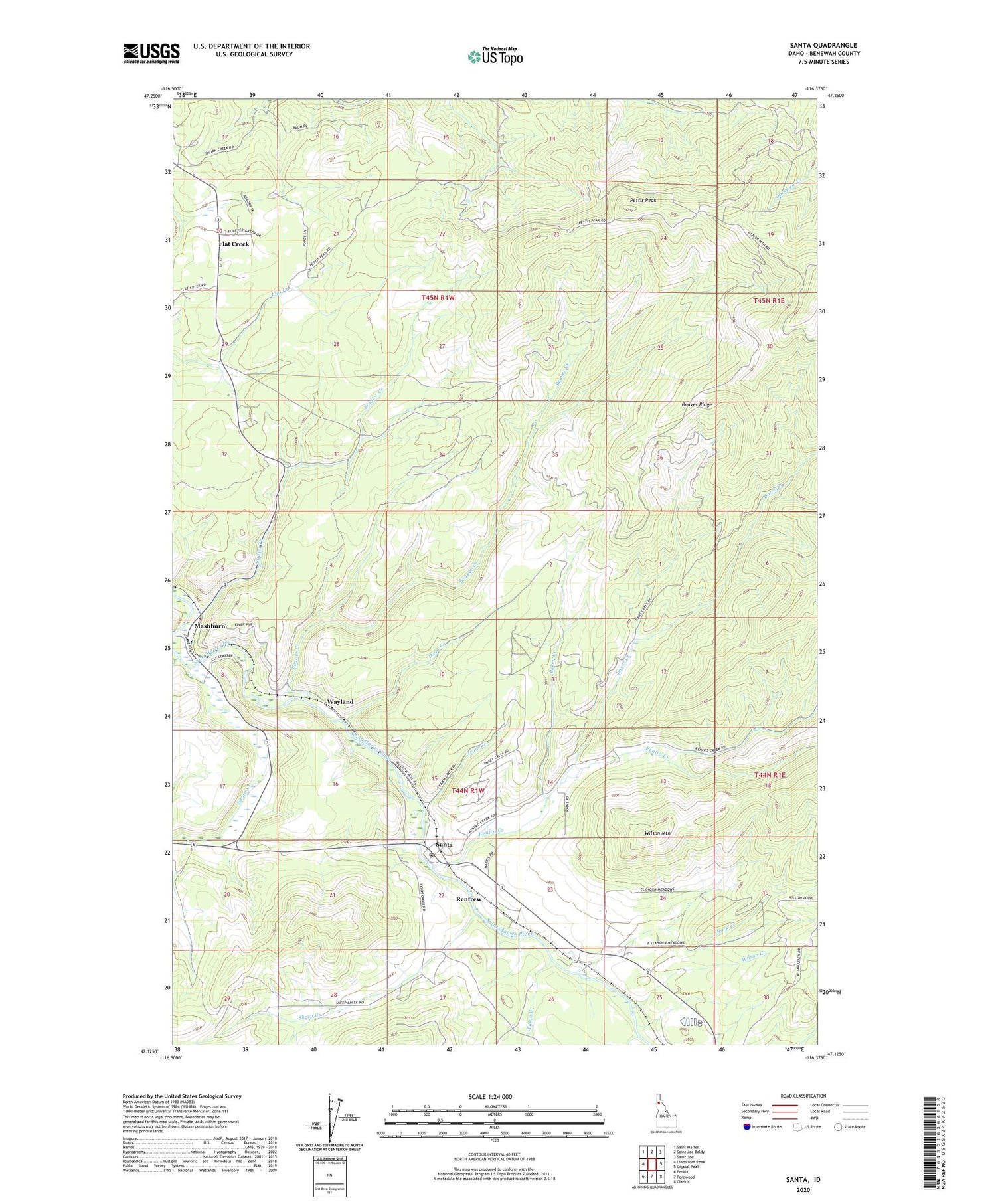 Santa Idaho US Topo Map Image