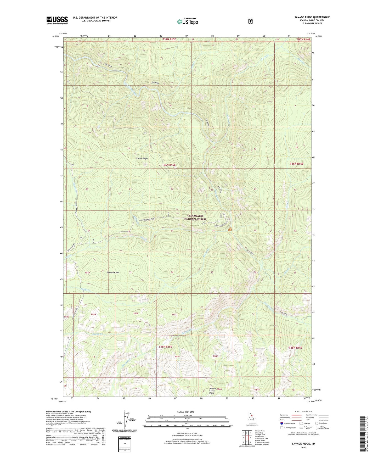 Savage Ridge Idaho US Topo Map Image