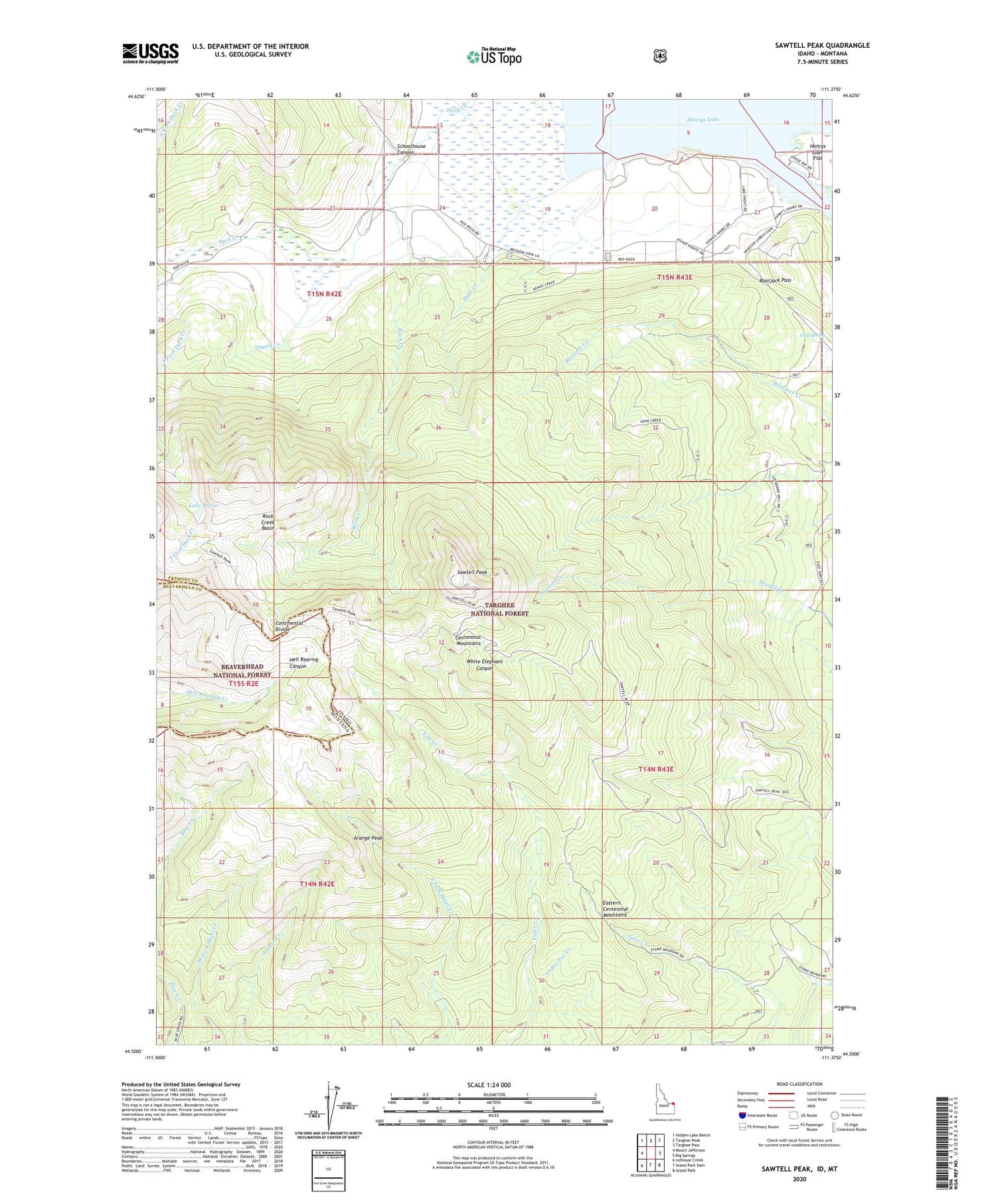 Sawtell Peak Idaho US Topo Map Image