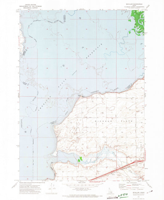 Classic USGS Schiller Idaho 7.5'x7.5' Topo Map Image