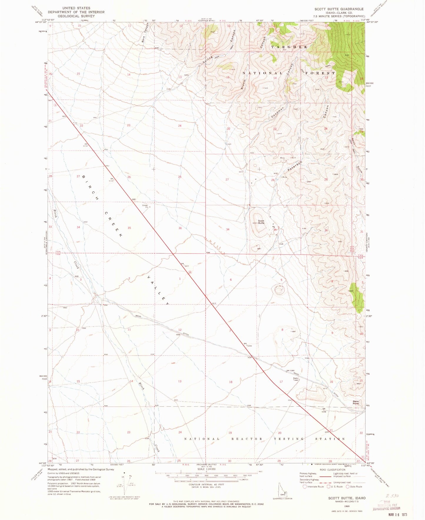 Classic USGS Scott Butte Idaho 7.5'x7.5' Topo Map Image