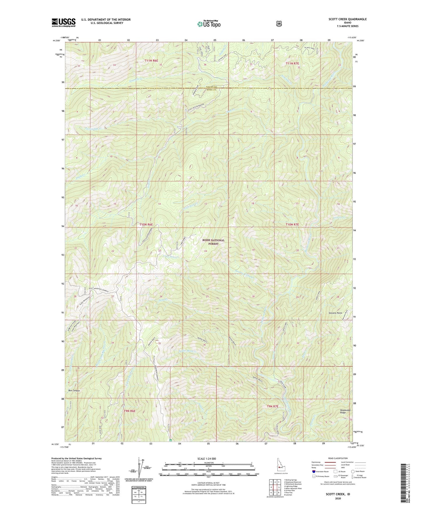 Scott Creek Idaho US Topo Map Image