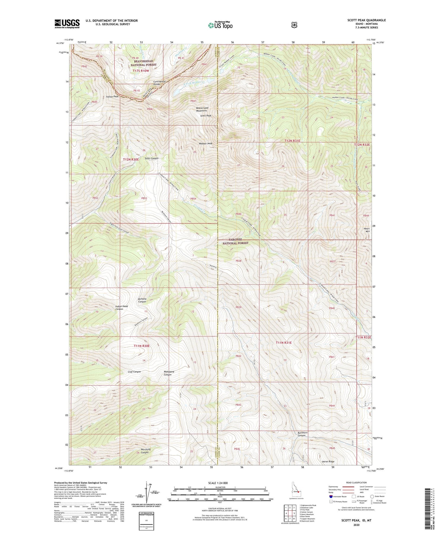 Scott Peak Idaho US Topo Map Image