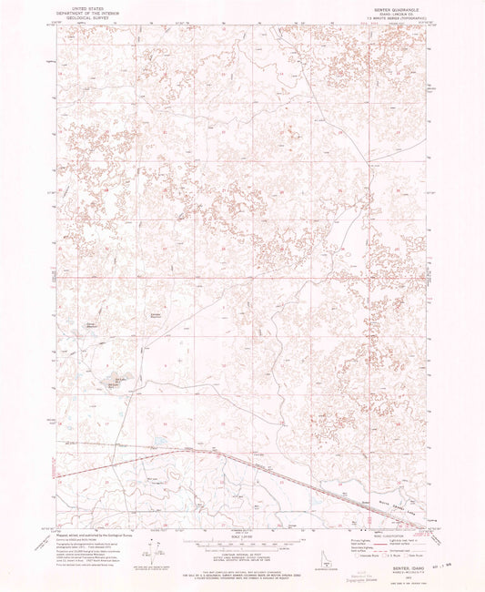 Classic USGS Senter Idaho 7.5'x7.5' Topo Map Image