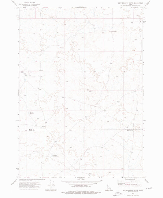 Classic USGS Serviceberry Butte Idaho 7.5'x7.5' Topo Map Image