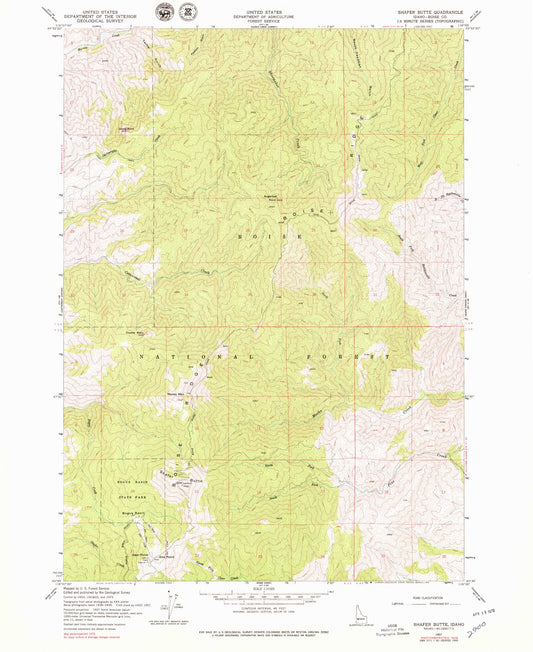 Classic USGS Shafer Butte Idaho 7.5'x7.5' Topo Map Image