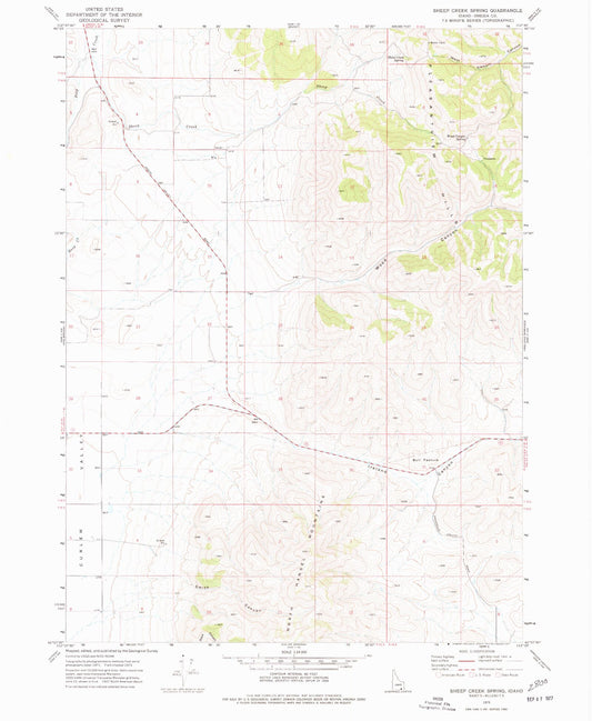 Classic USGS Sheep Creek Spring Idaho 7.5'x7.5' Topo Map Image