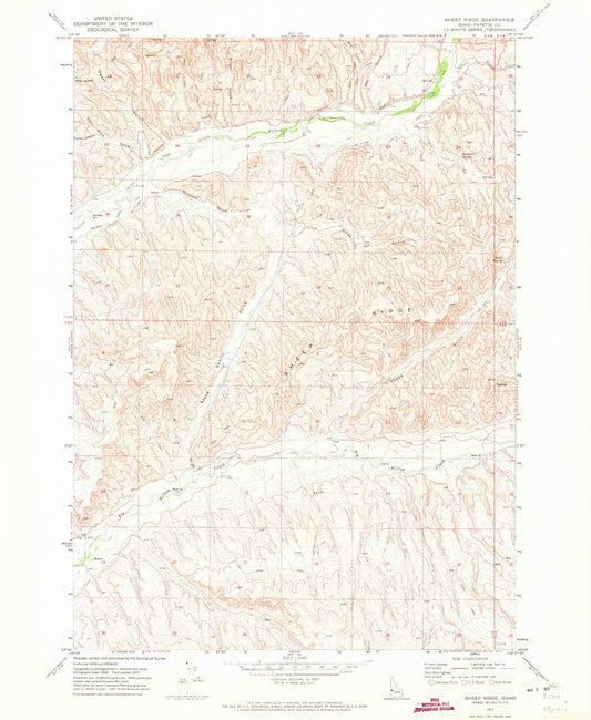 Classic USGS Sheep Ridge Idaho 7.5'x7.5' Topo Map Image
