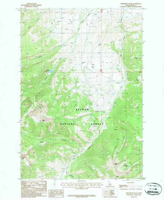 Classic USGS Sheephorn Peak Idaho 7.5'x7.5' Topo Map Image